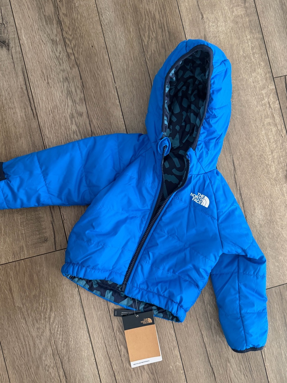 The North Face Baby Reversible Perrito Hooded Jacket in Hero Blue
